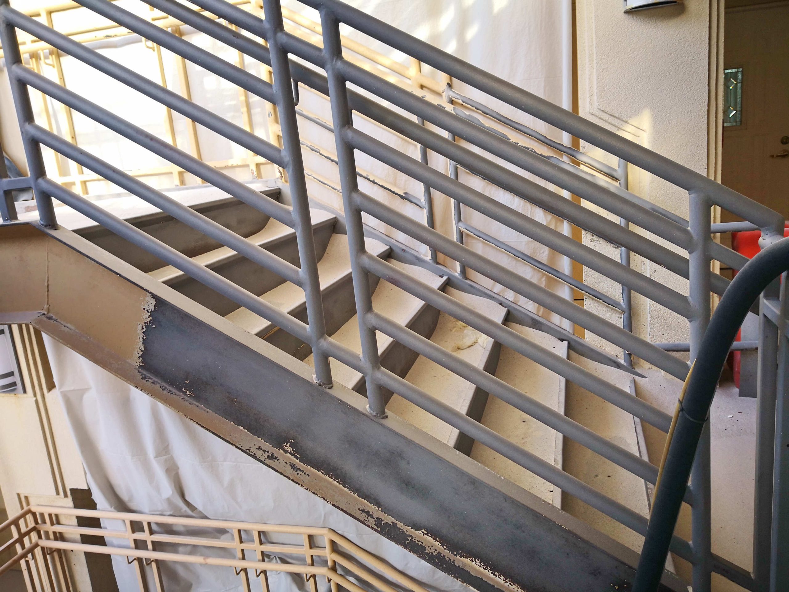Commercial_steel_staircase_repair_sandblast_paint_removal-12