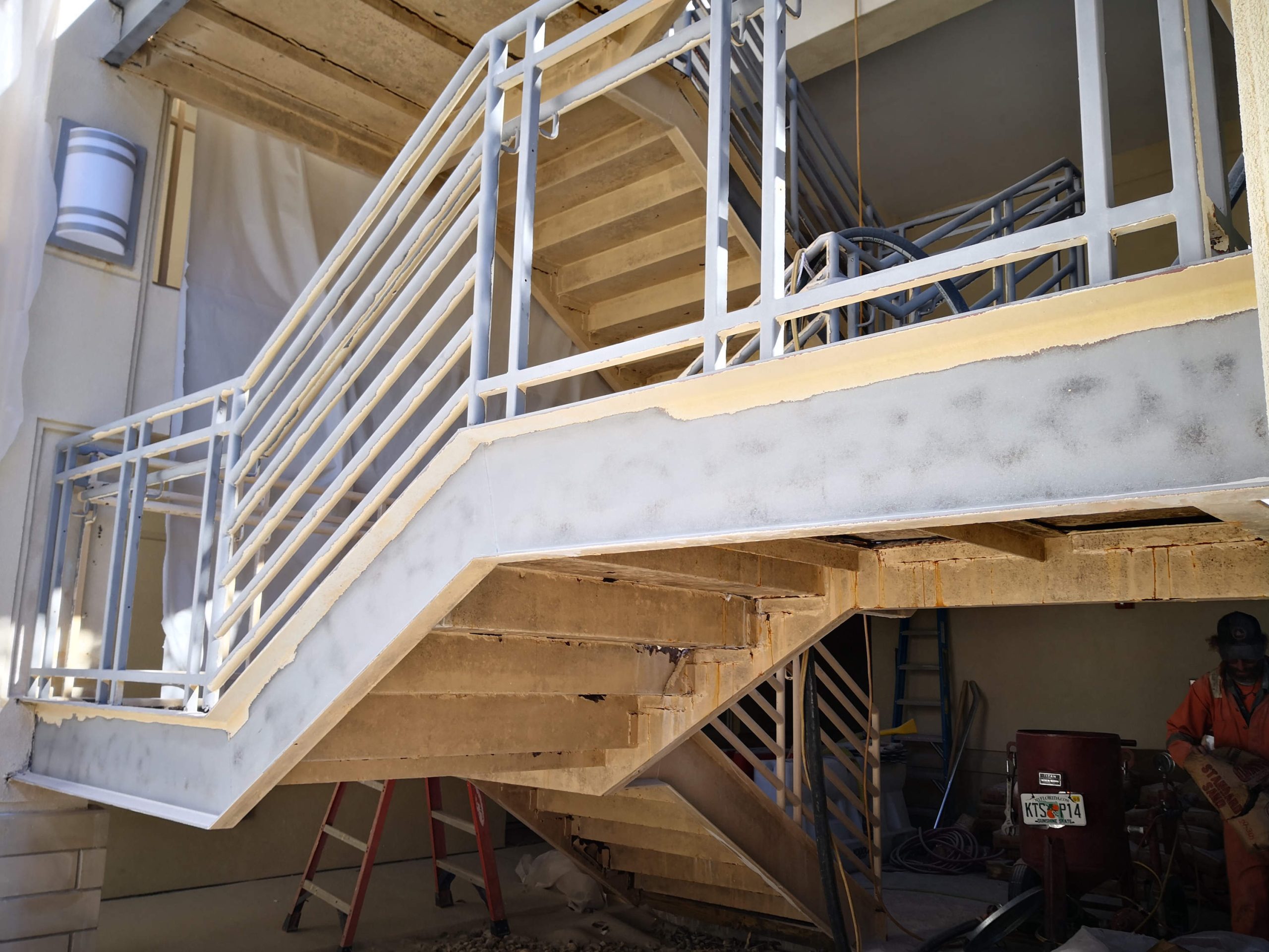 Commercial_steel_staircase_repair_sandblast_paint_removal-15