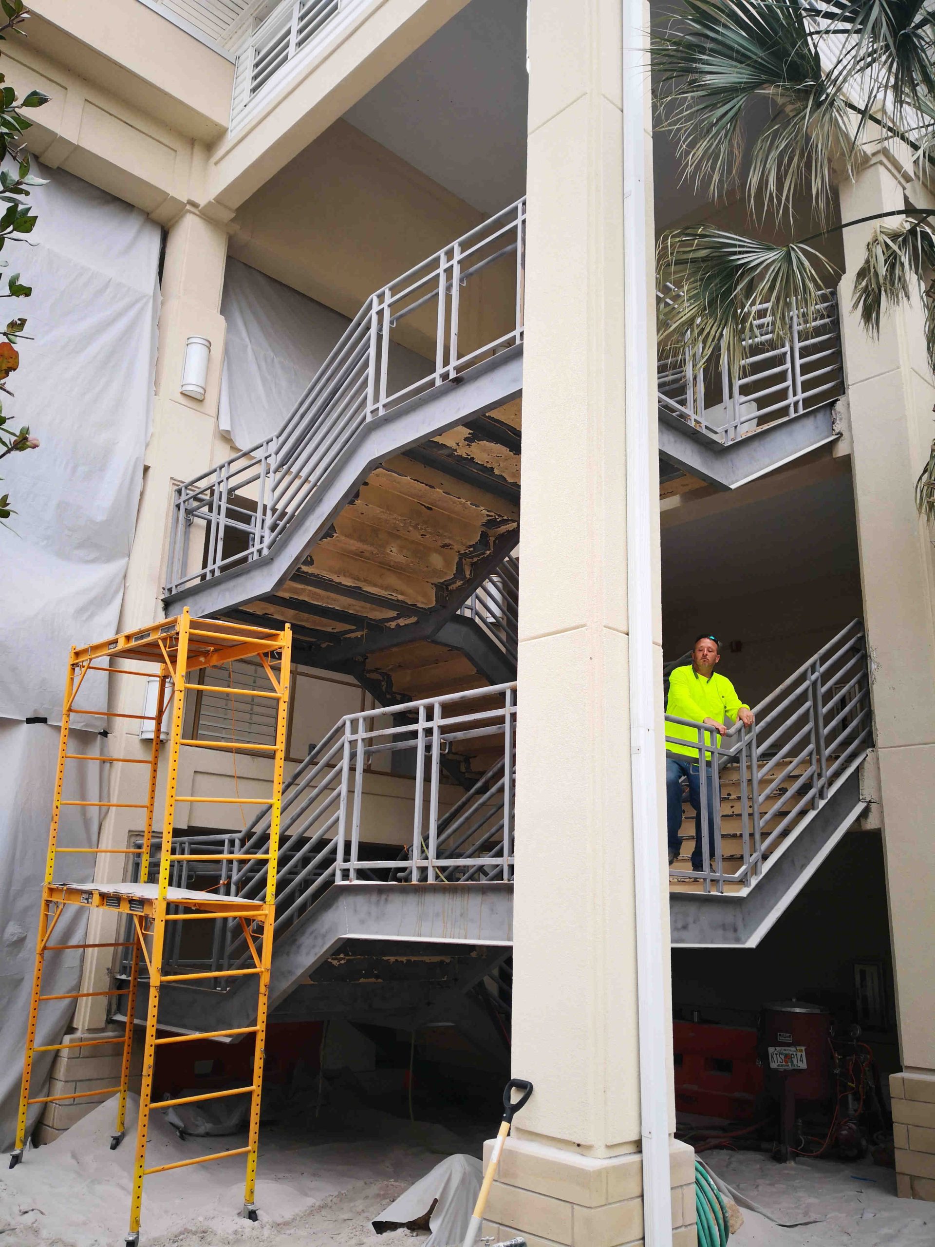 Commercial_steel_staircase_repair_sandblast_paint_removal-24